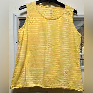 Coral Bay Striped Tank Yellow White Stripe (389)